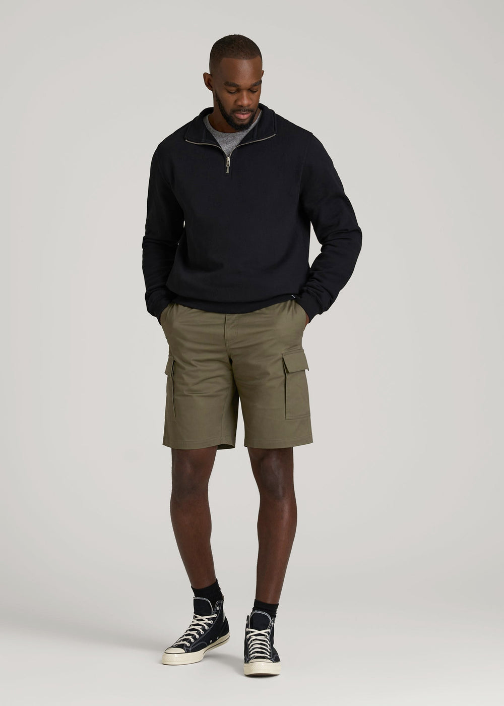 American Tall Online | Stretch Twill Cargo Shorts for Tall Men in Dark Moss Green