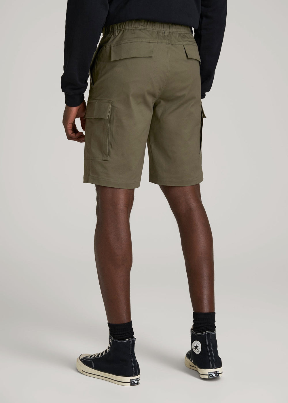 American Tall Online | Stretch Twill Cargo Shorts for Tall Men in Dark Moss Green