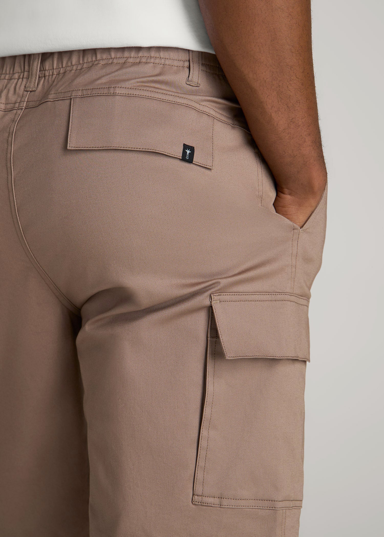 American Tall Outlet | Stretch Twill Cargo Shorts for Tall Men in Dark Sand