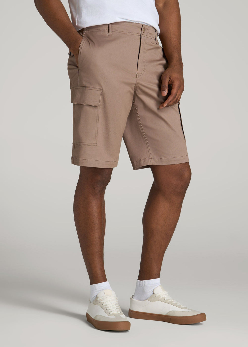 American Tall Outlet | Stretch Twill Cargo Shorts for Tall Men in Dark Sand