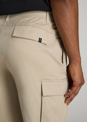 American Tall For Sale | Stretch Twill Cargo Shorts for Tall Men in Light Khaki