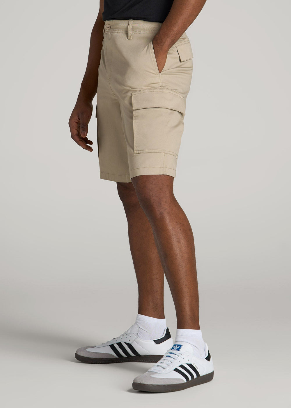 American Tall For Sale | Stretch Twill Cargo Shorts for Tall Men in Light Khaki