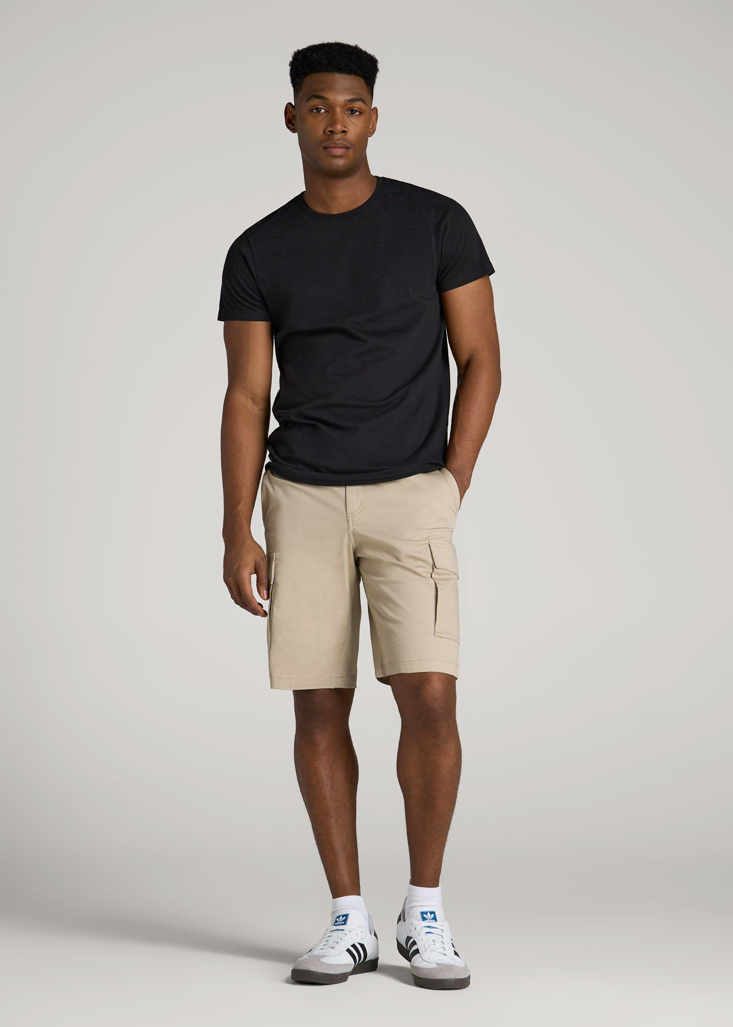 American Tall For Sale | Stretch Twill Cargo Shorts for Tall Men in Light Khaki