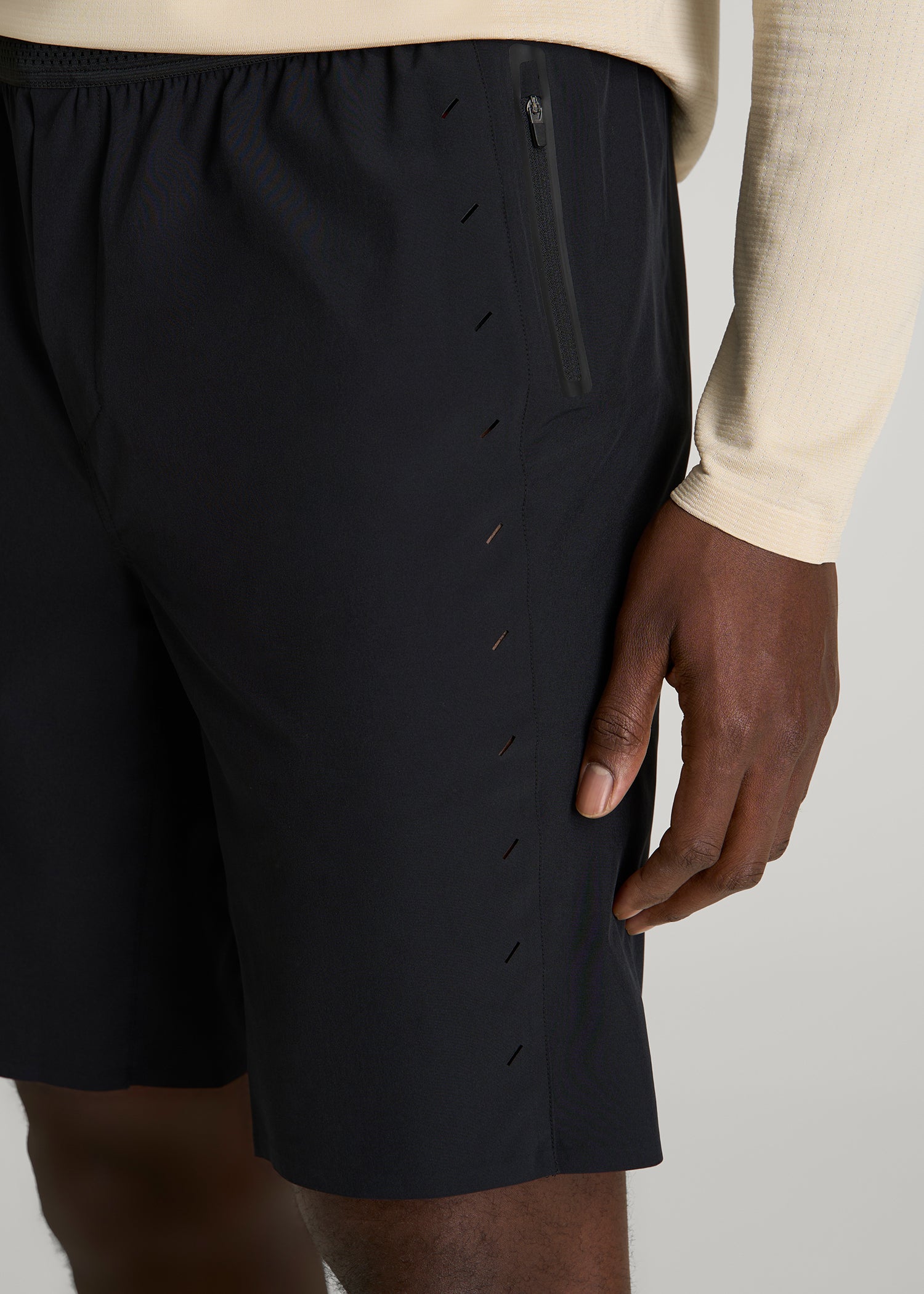 American Tall Online Shop | Featherweight Perforated Training Shorts for Tall Men in Black