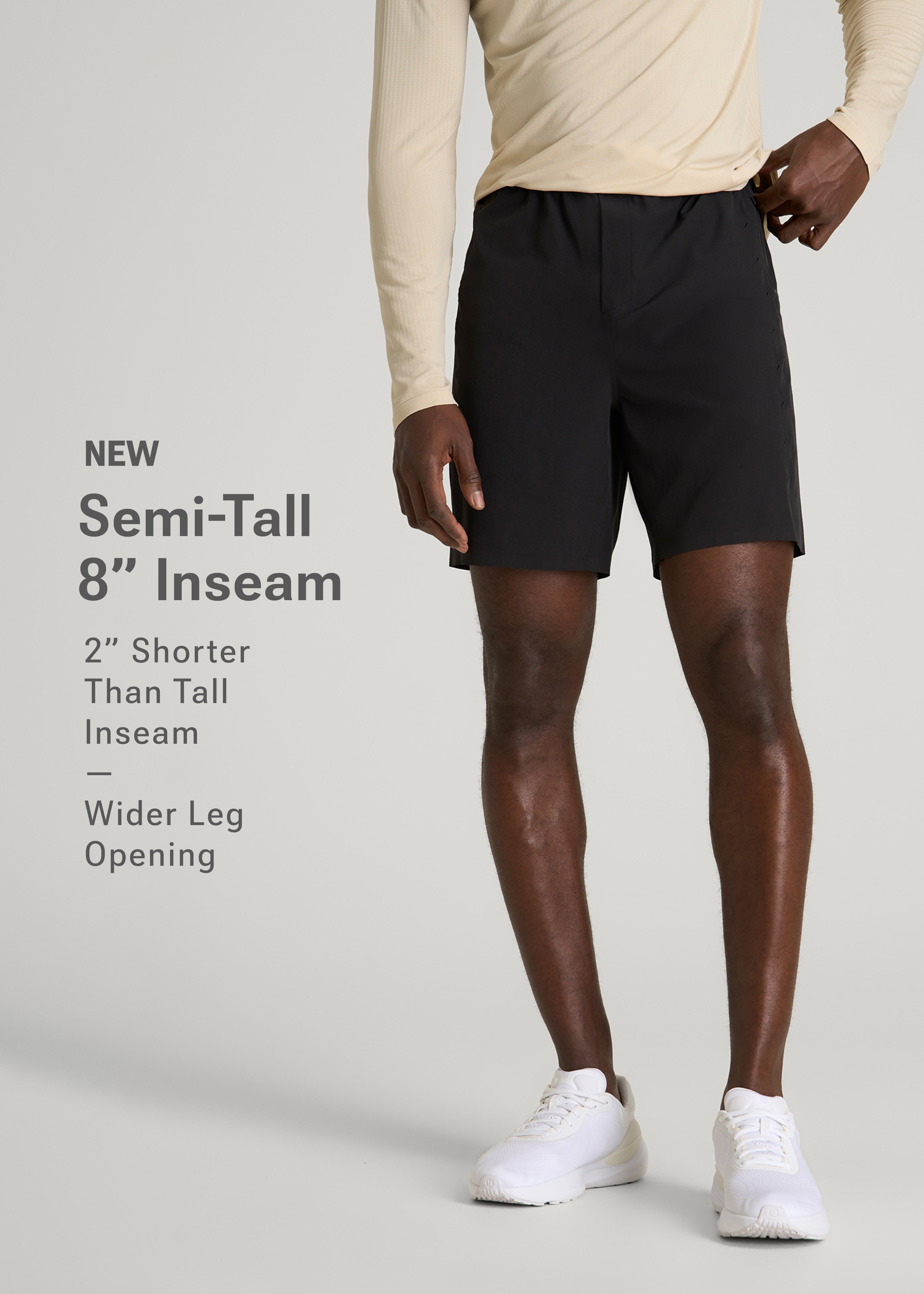 American Tall Online Shop | Featherweight Perforated Training Shorts for Tall Men in Black