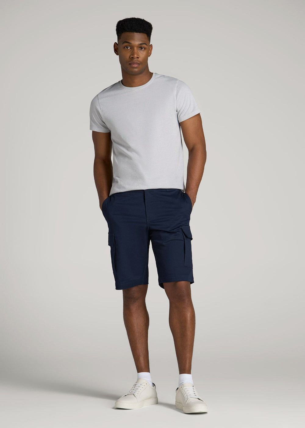 American Tall Discount | Stretch Twill Cargo Shorts for Tall Men in Evening Blue