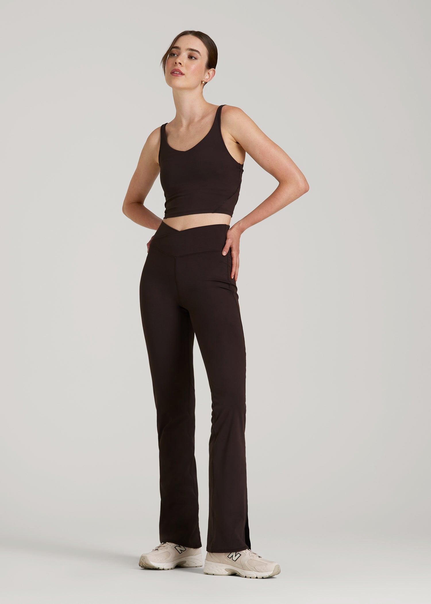 American Tall Outlet | Balance Split Flare Pants for Tall Women in Espresso