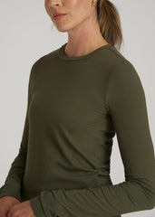 American Tall For Sale | Lightweight Ribbed Cropped Lounge Shirt for Tall Women in Forest Night