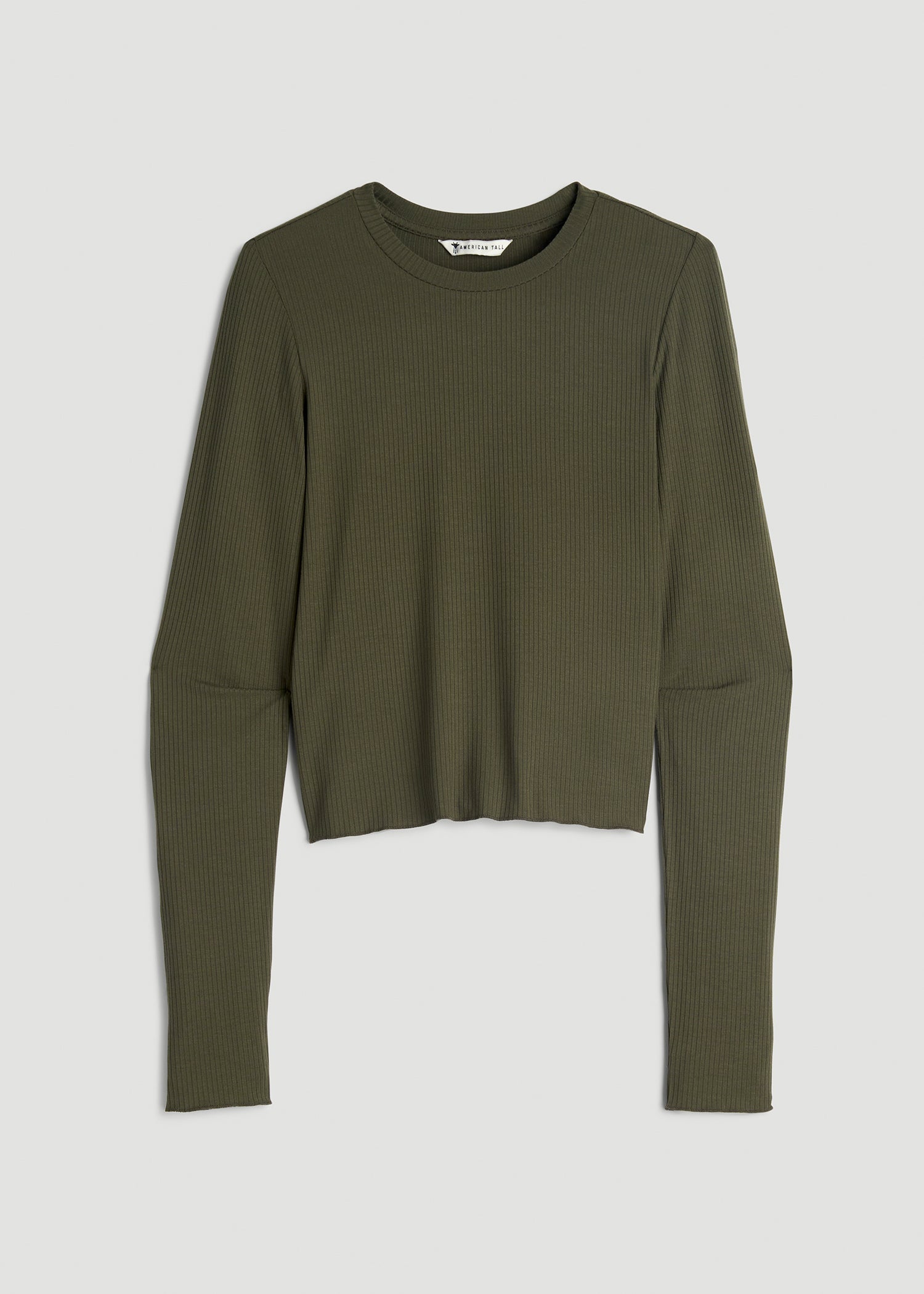 American Tall For Sale | Lightweight Ribbed Cropped Lounge Shirt for Tall Women in Forest Night
