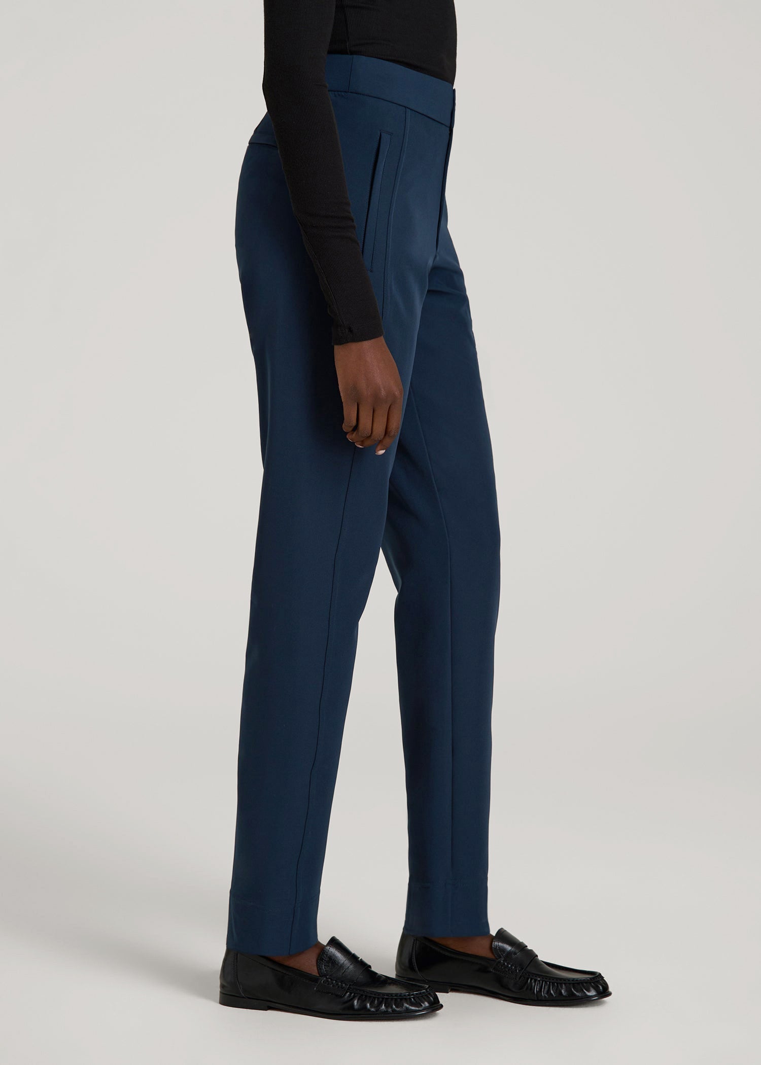 American Tall Discount | Traveler Tapered Fit Pant for Tall Women in Navy