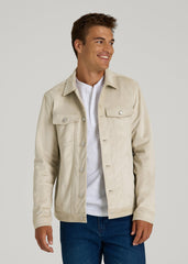 American Tall Online Shop | True Touch Suede Trucker Jacket for Tall Men in Overcast