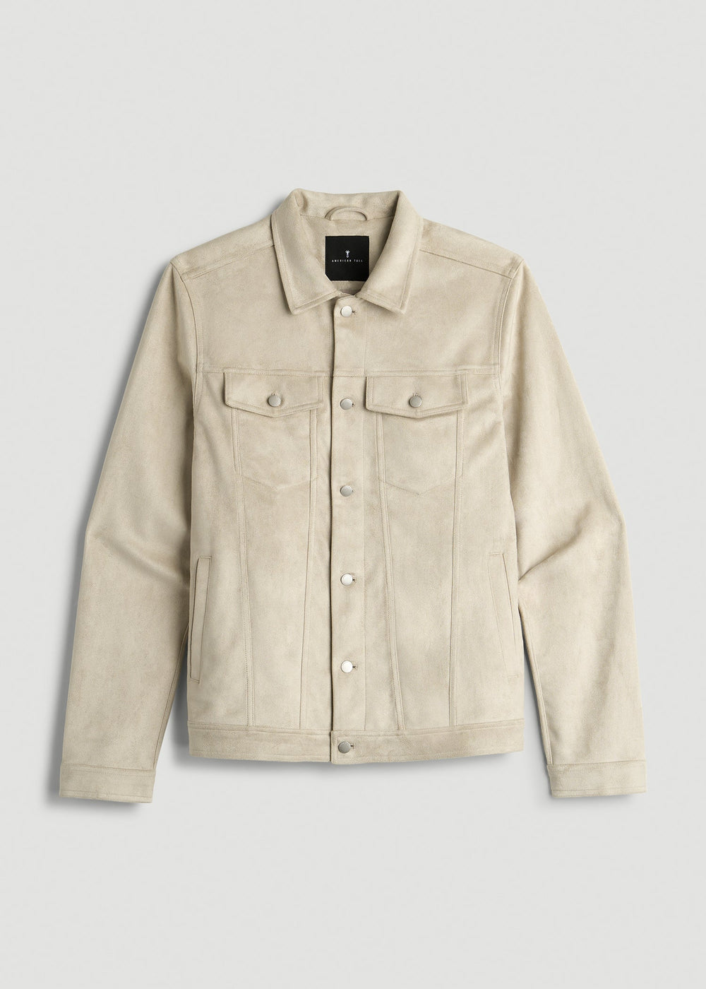 American Tall Online Shop | True Touch Suede Trucker Jacket for Tall Men in Overcast