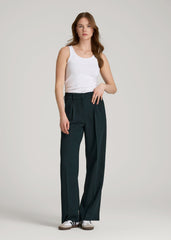 American Tall For Sale | Wide Leg Pleated Dress Pants 2.0 for Tall Women in Midnight Green