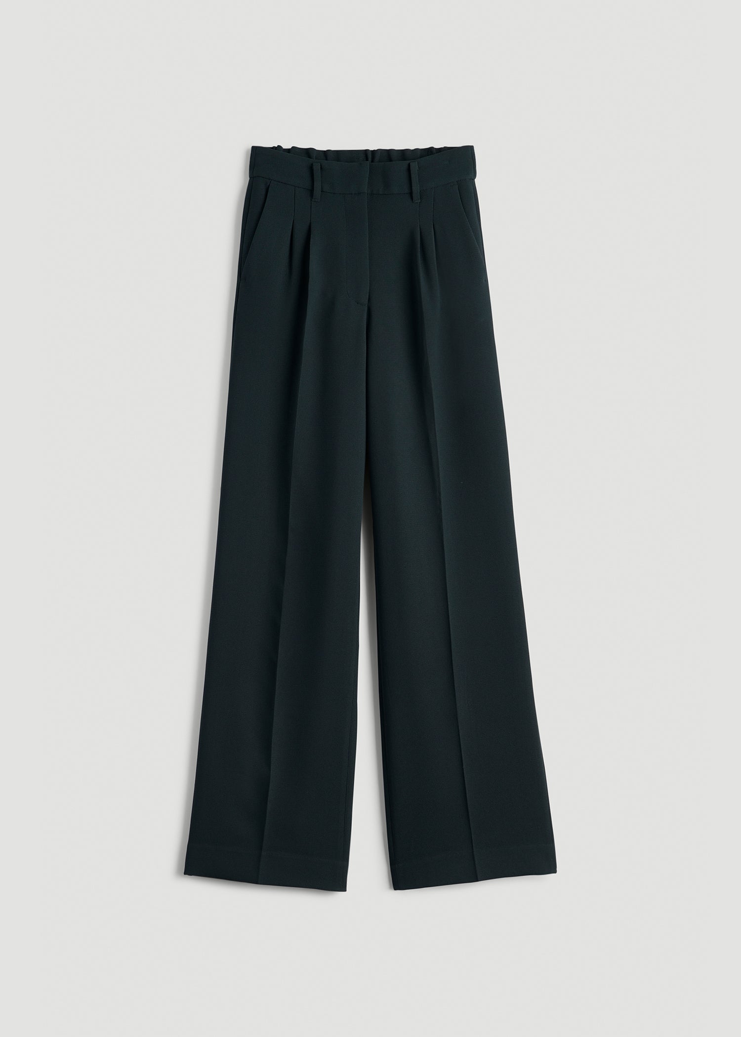 American Tall For Sale | Wide Leg Pleated Dress Pants 2.0 for Tall Women in Midnight Green