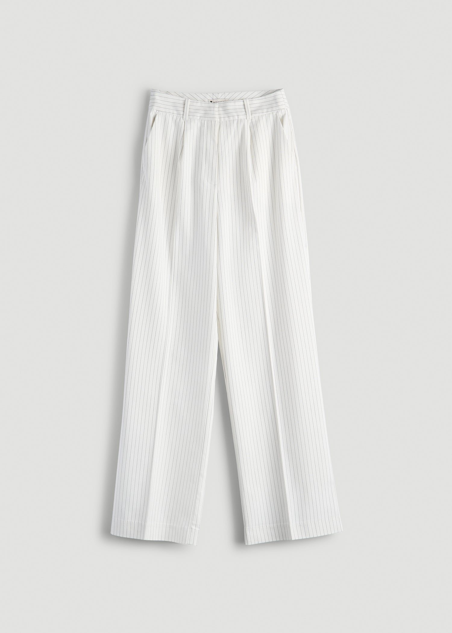 American Tall Online Shop | High-Rise Wide-Leg Pleated Dress Pants for Tall Women in Off White Pinstripe