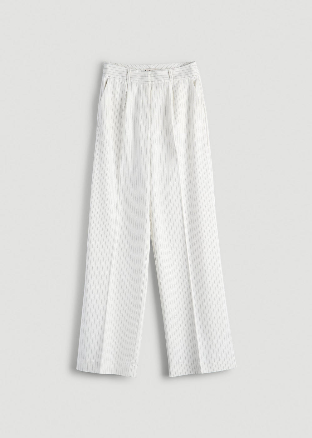 American Tall Online Shop | High-Rise Wide-Leg Pleated Dress Pants for Tall Women in Off White Pinstripe