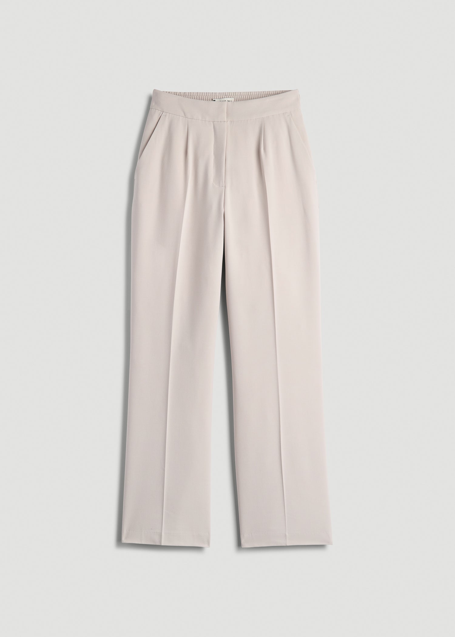 American Tall Discount | Flat Front Wide Leg Dress Pants for Tall Women in Drywall Tan