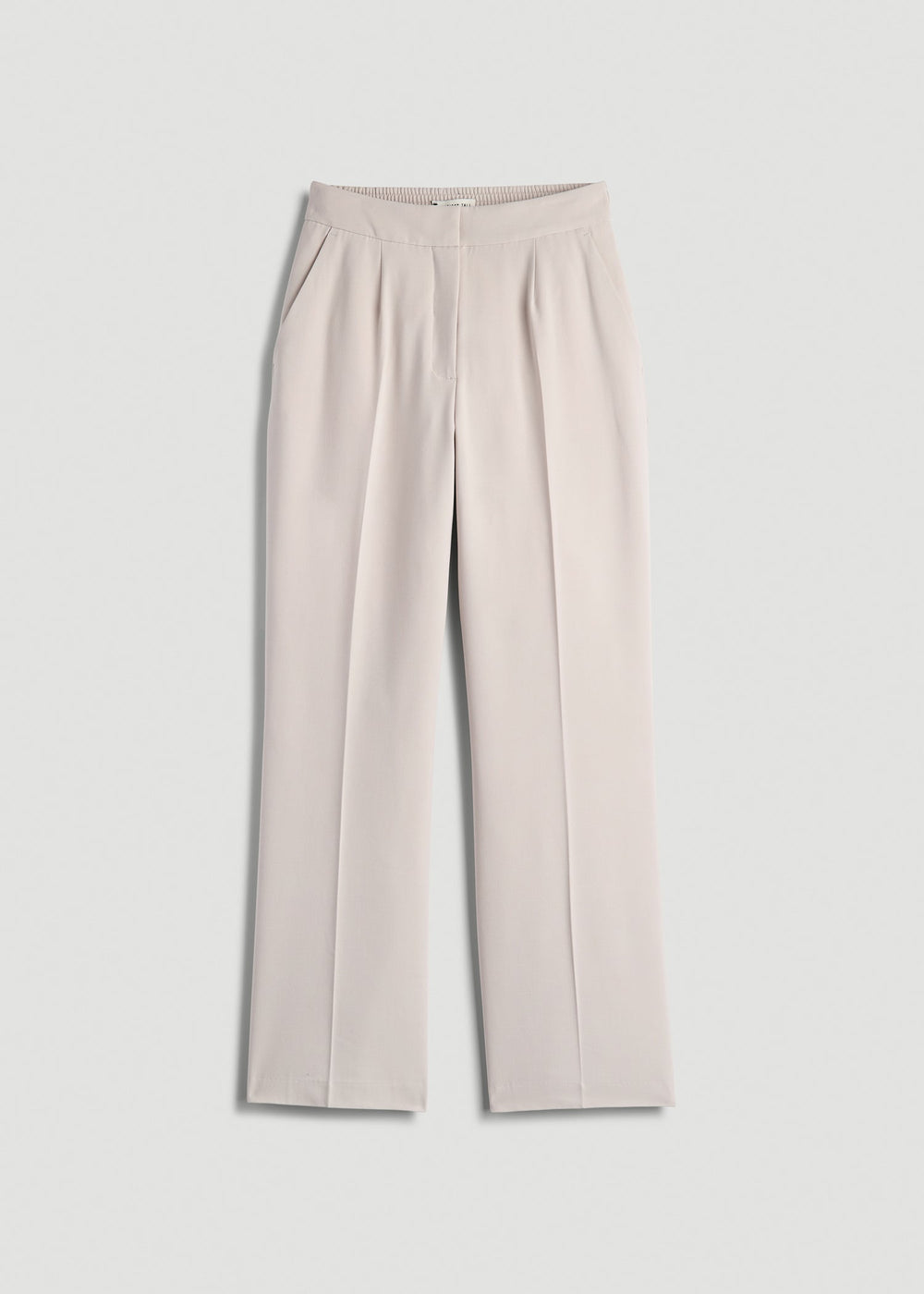 American Tall Discount | Flat Front Wide Leg Dress Pants for Tall Women in Drywall Tan