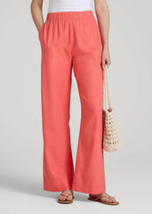 American Tall Online | Pull On Wide Leg Linen Pants for Tall Women in Sunset Coral