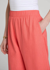 American Tall Online | Pull On Wide Leg Linen Pants for Tall Women in Sunset Coral
