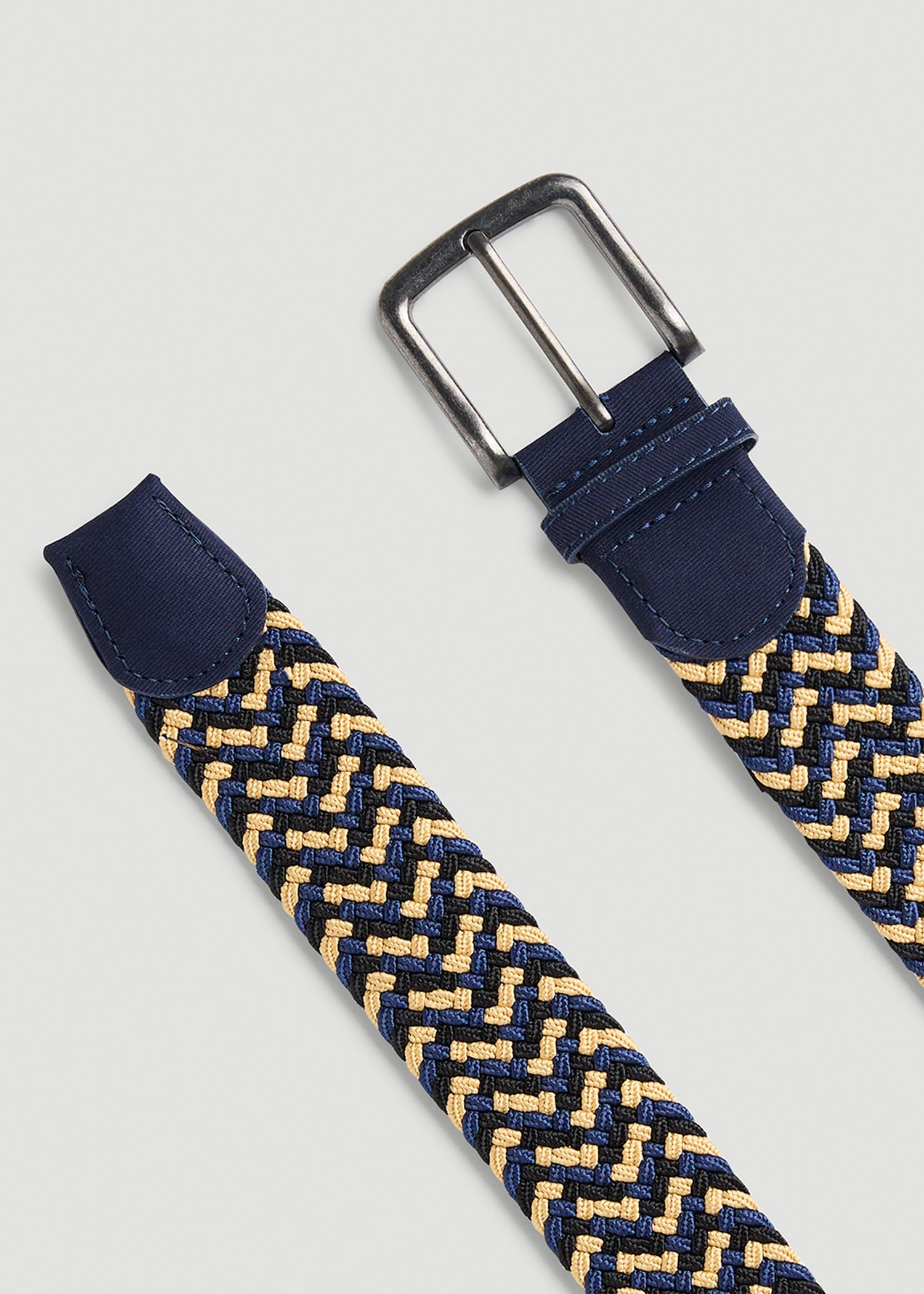 American Tall Discount | Stretch Woven Belt in Navy and Taupe