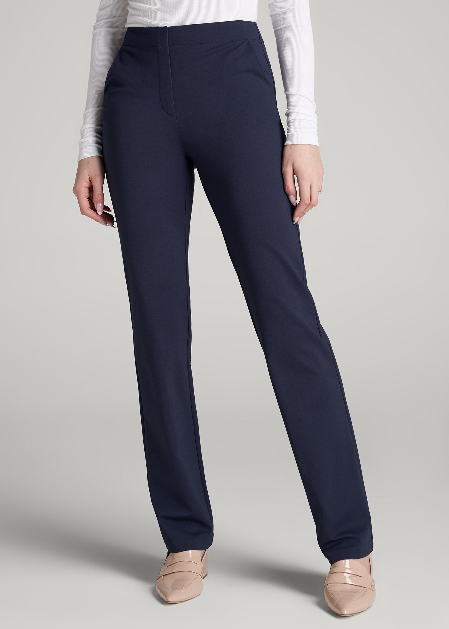 American Tall Online | Freedom Flex Slim Straight Leg Dress Pants for Tall Women in Navy