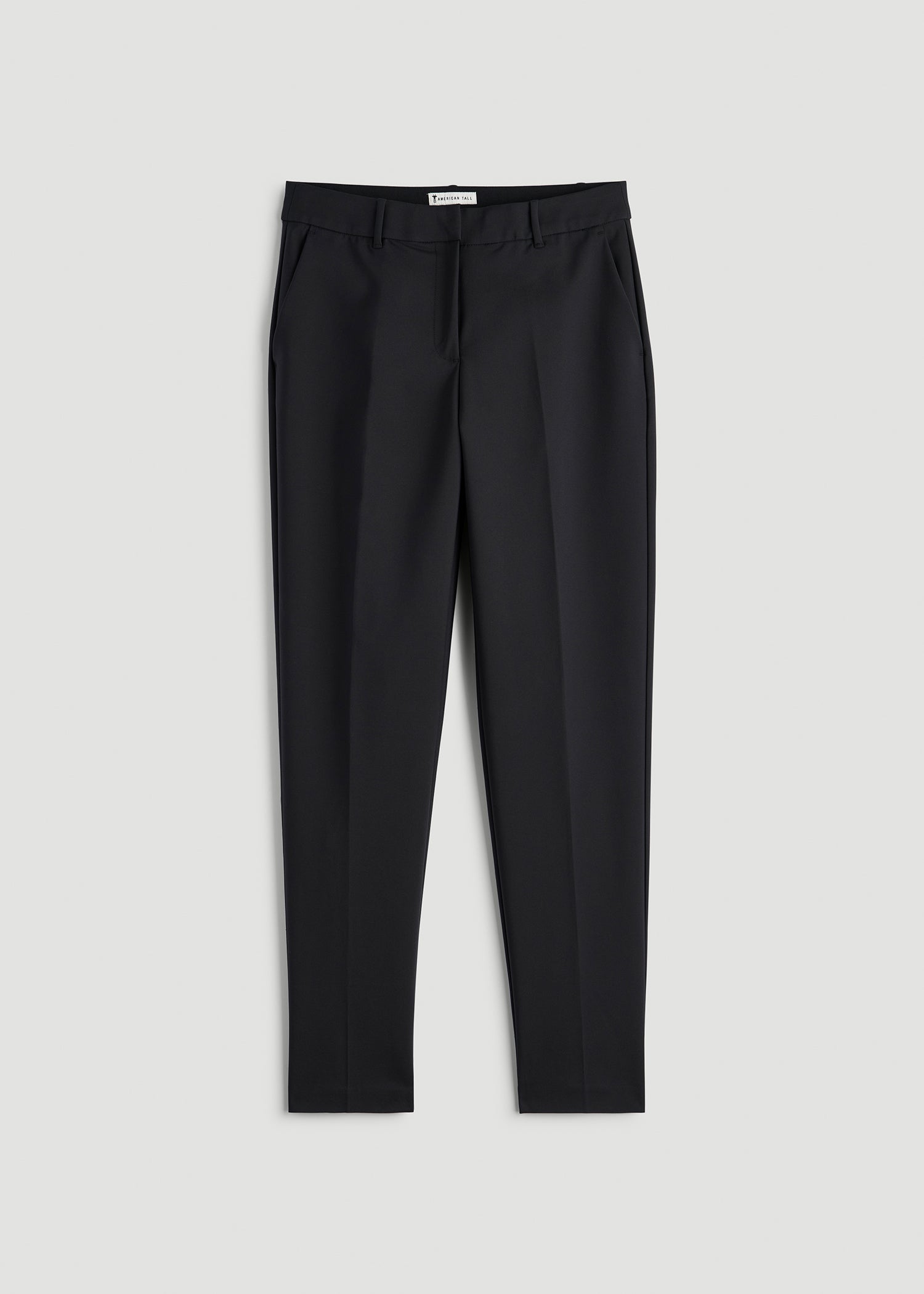 American Tall Sale | Flat Front Tapered Dress Pants for Tall Women in Black
