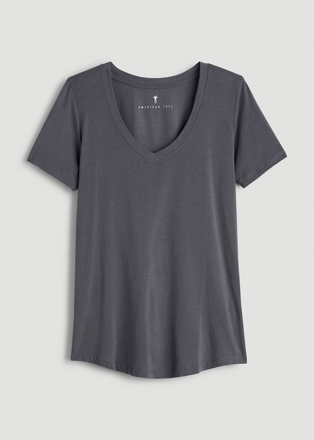 American Tall Outlet | Scoop V-Neck Tee for Tall Women in Charcoal