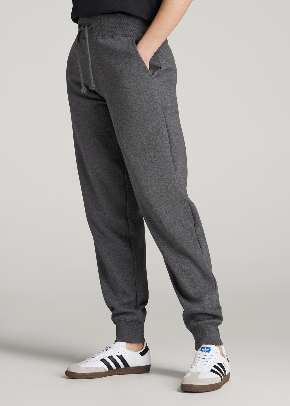 American Tall Discount | A.T. Basics Athletic Joggers for Tall Women in Charcoal Mix