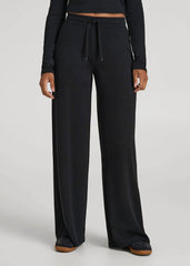 American Tall Online | Mid-Rise Waffle Wide-Leg Pants for Tall Women in Black