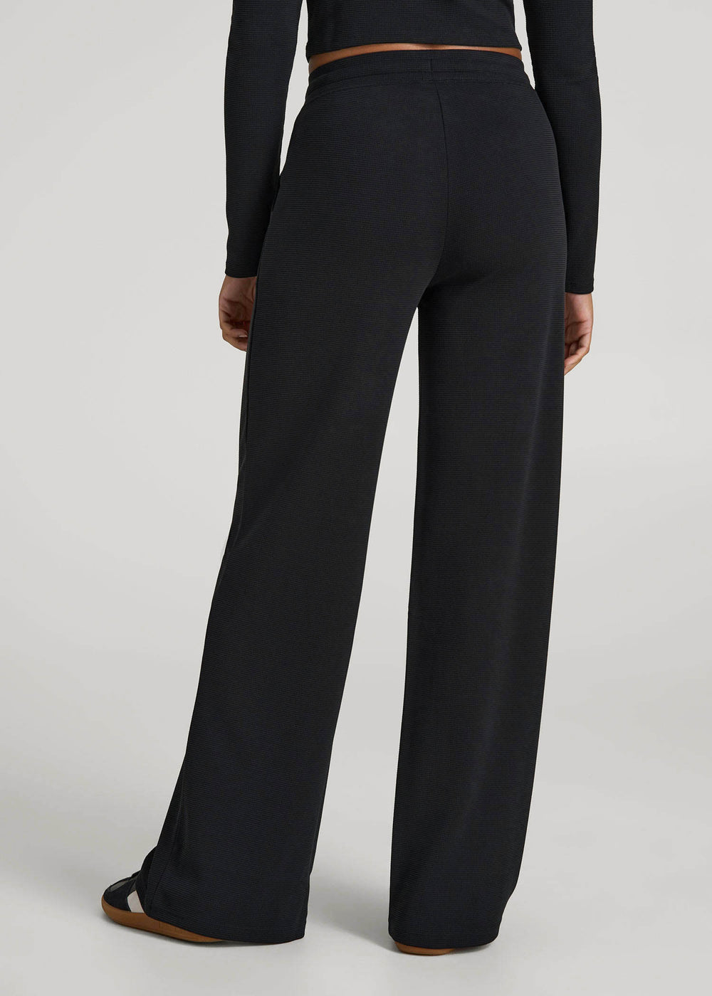 American Tall Online | Mid-Rise Waffle Wide-Leg Pants for Tall Women in Black