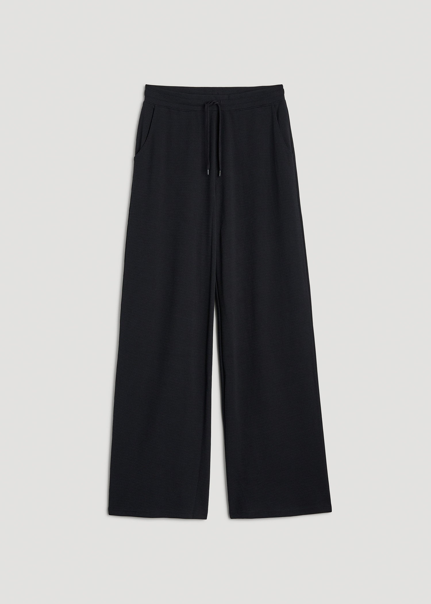 American Tall Online | Mid-Rise Waffle Wide-Leg Pants for Tall Women in Black