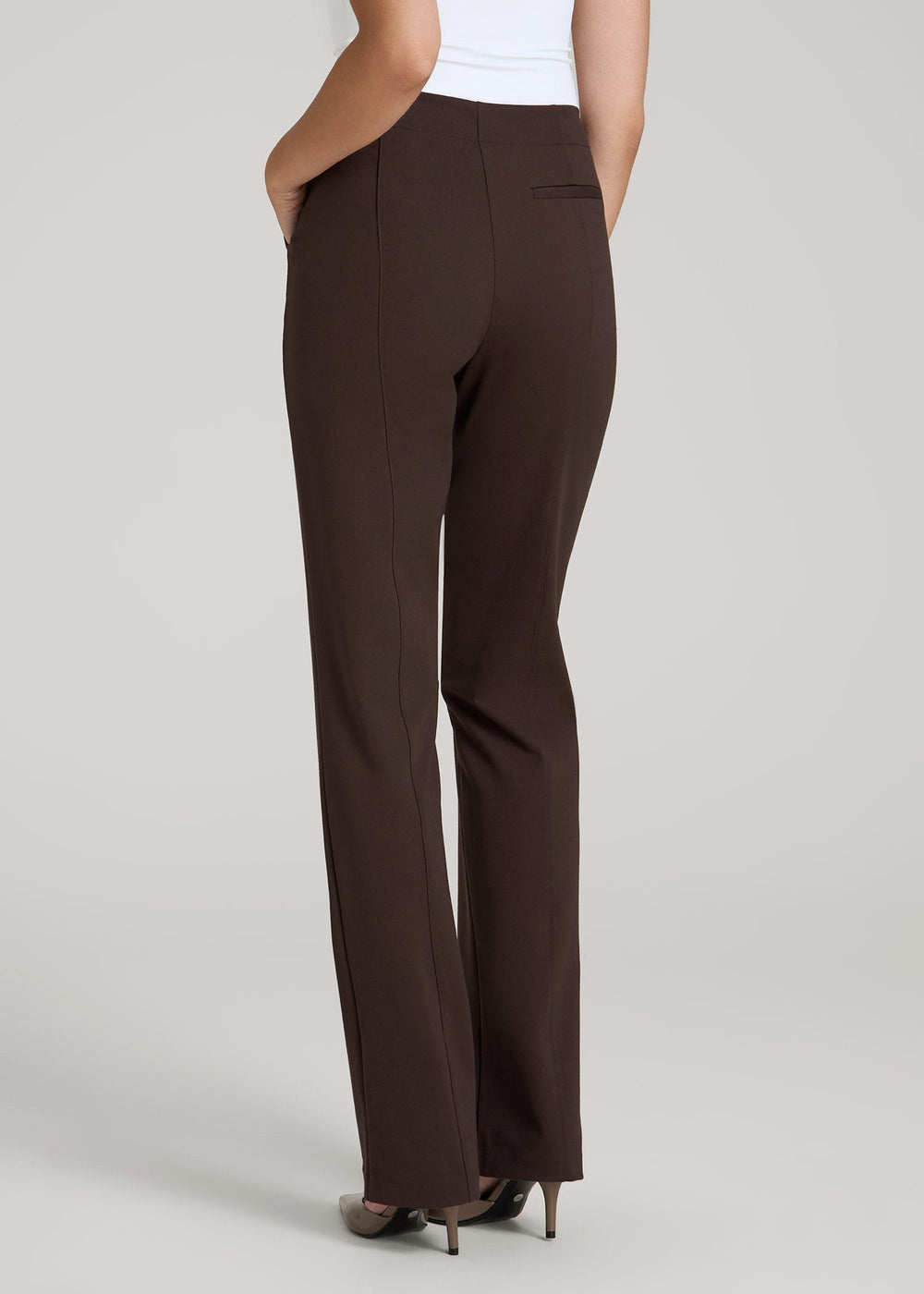American Tall Outlet | Freedom Flex Slim Straight Leg Dress Pants for Tall Women in Espresso