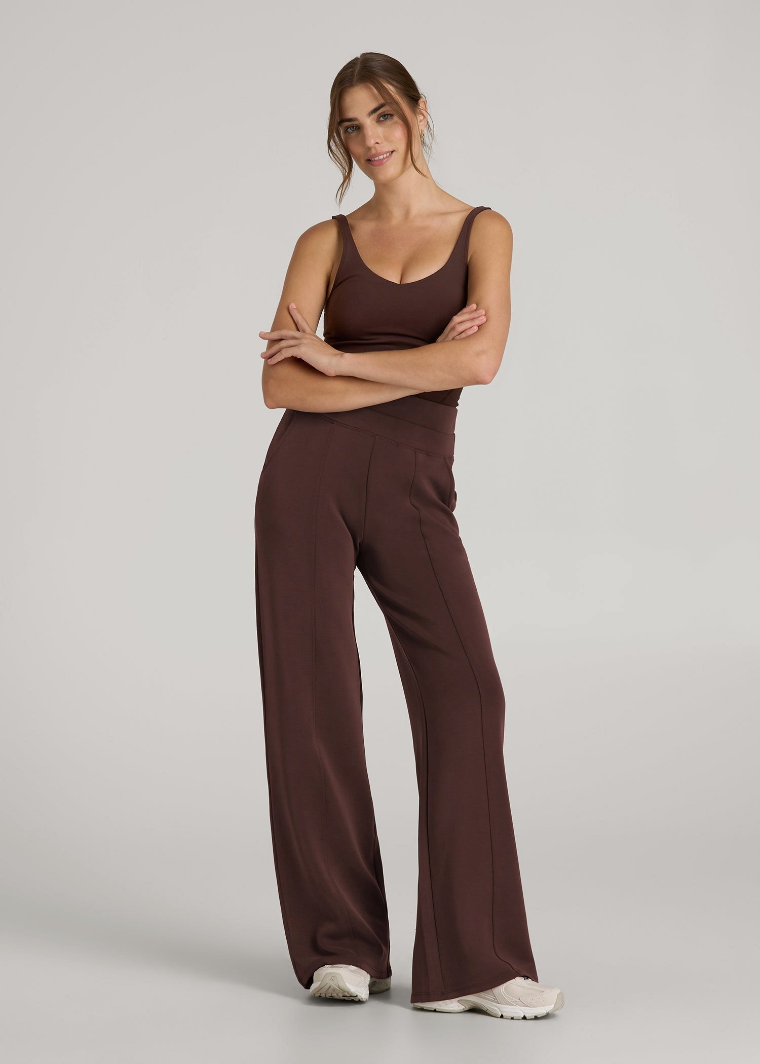 American Tall Discount | Soft Motion Wide Leg Ultra High Rise Pant for Tall Women in Espresso