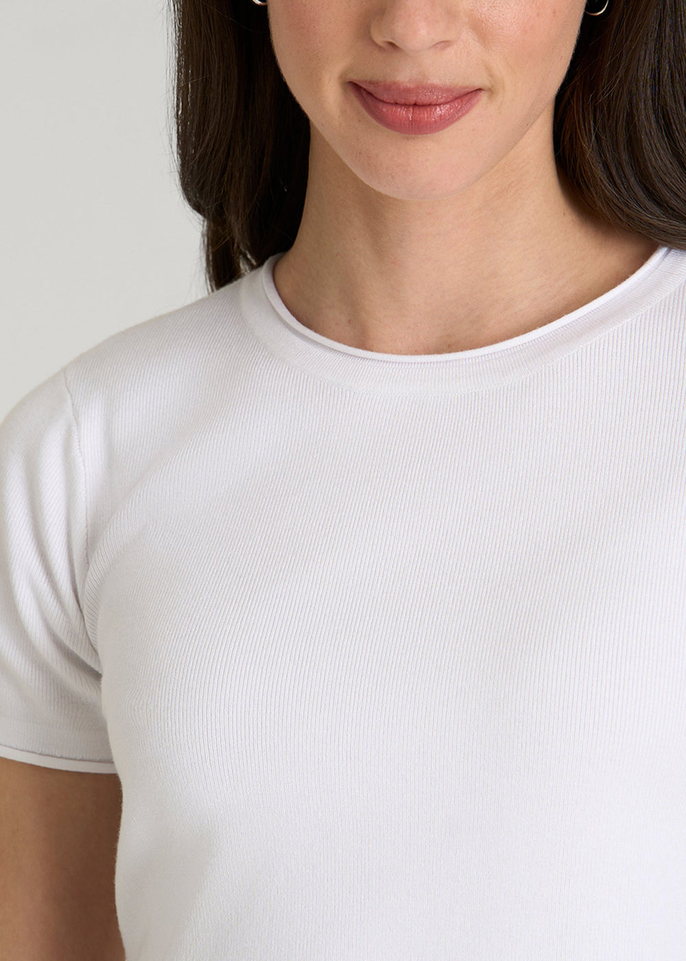 American Tall Online | Cropped Knit Tee for Tall Women in White