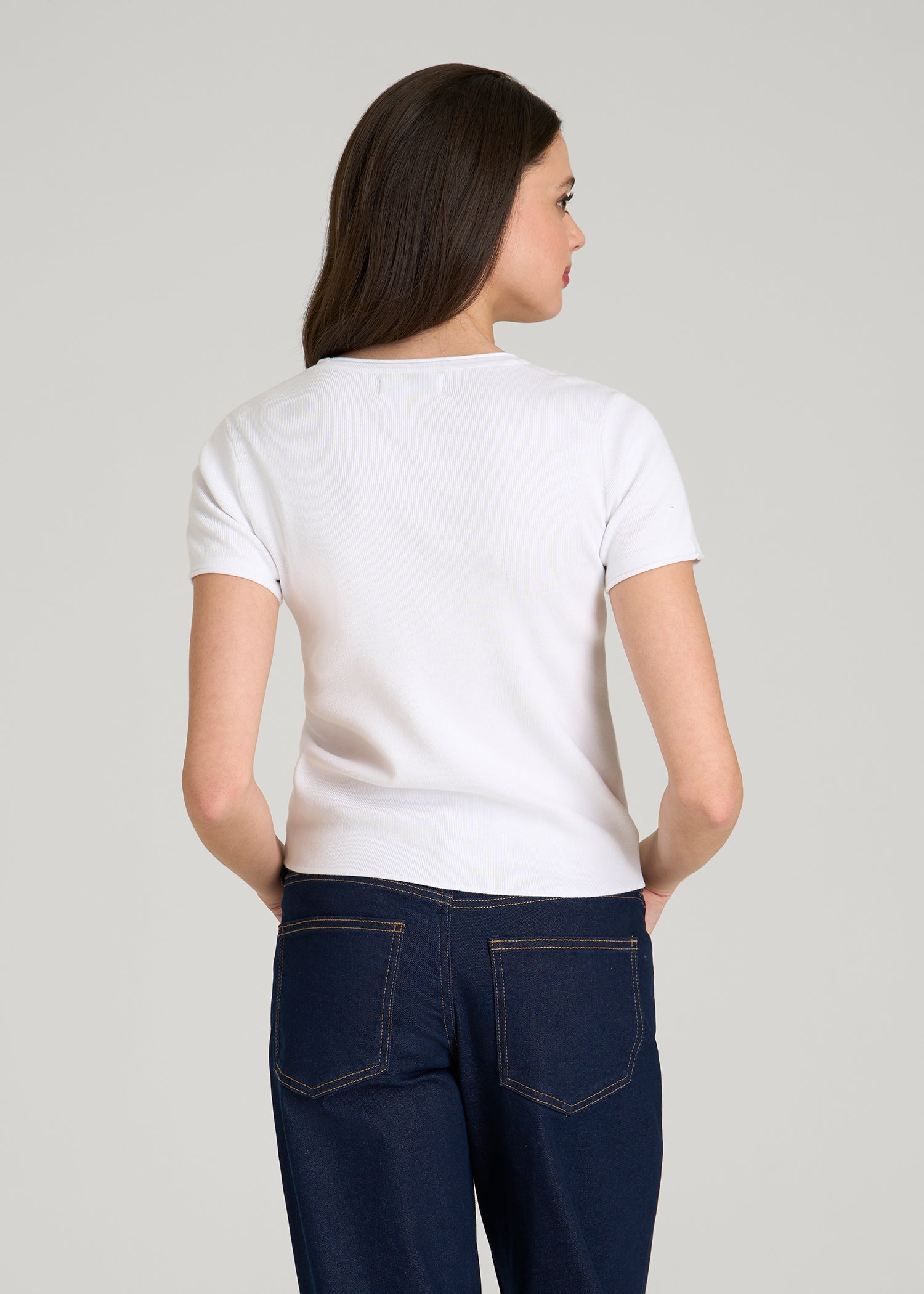 American Tall Online | Cropped Knit Tee for Tall Women in White