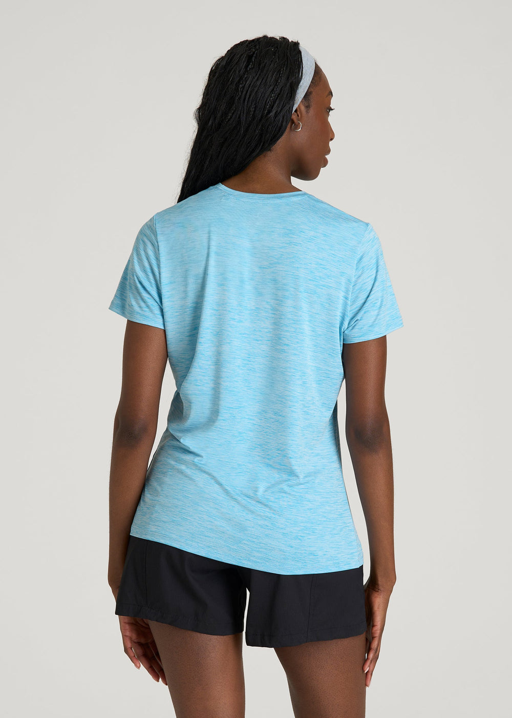 American Tall Sale | Short Sleeve Crewneck Tee for Tall Women in Spring Blue Mix