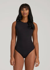 American Tall Discount | Sleeveless Crewneck Bodysuit for Tall Women in Black