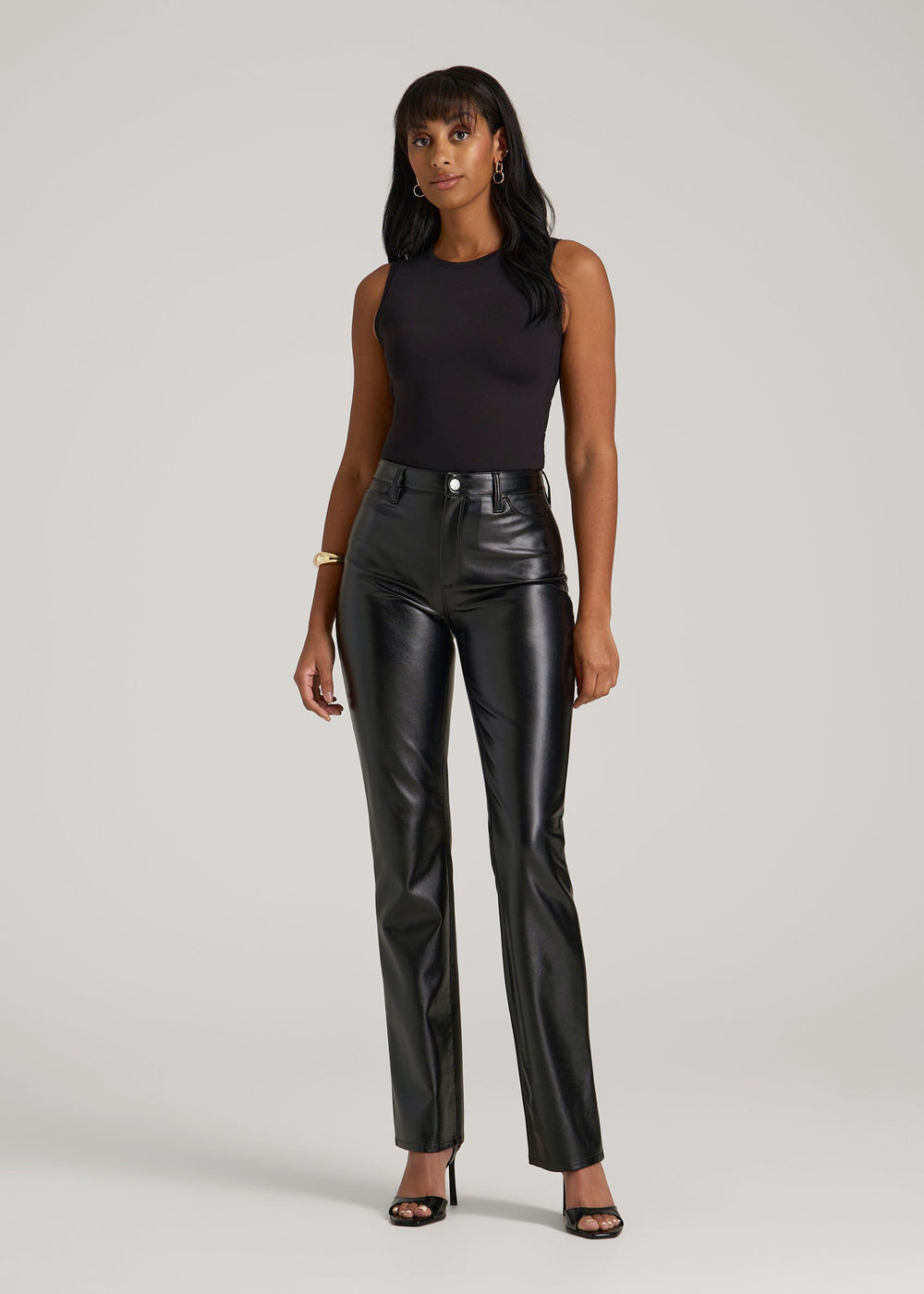 American Tall Discount | Sleeveless Crewneck Bodysuit for Tall Women in Black