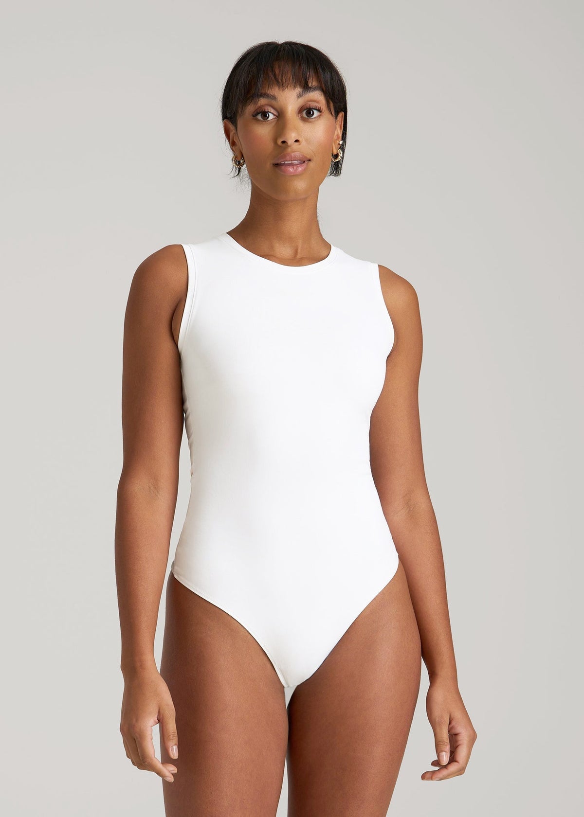 American Tall Online | Sleeveless Crewneck Bodysuit for Tall Women in Bright White