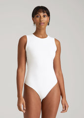 American Tall Online | Sleeveless Crewneck Bodysuit for Tall Women in Bright White