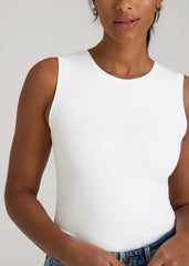 American Tall Online | Sleeveless Crewneck Bodysuit for Tall Women in Bright White