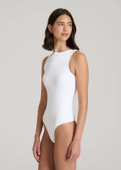 American Tall Sale | High Crewneck Sleeveless Bodysuit for Tall Women in Bright White