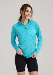 American Tall For Sale | Long Sleeve Active Half-Zip Pullover Jacket for Tall Women in Scuba Blue Mix