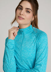 American Tall For Sale | Long Sleeve Active Half-Zip Pullover Jacket for Tall Women in Scuba Blue Mix