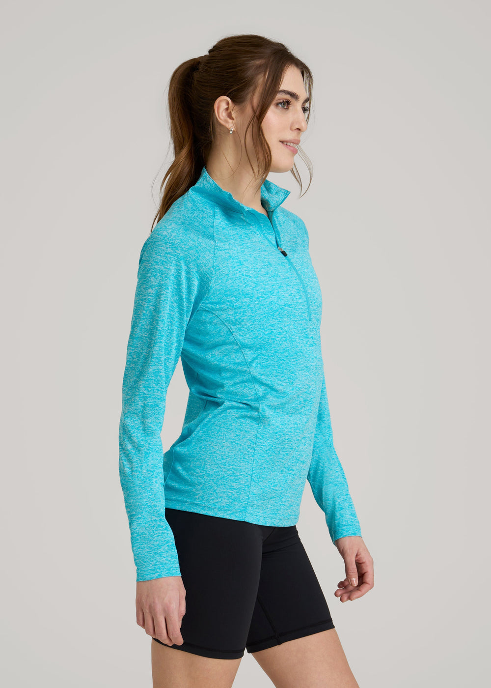 American Tall For Sale | Long Sleeve Active Half-Zip Pullover Jacket for Tall Women in Scuba Blue Mix