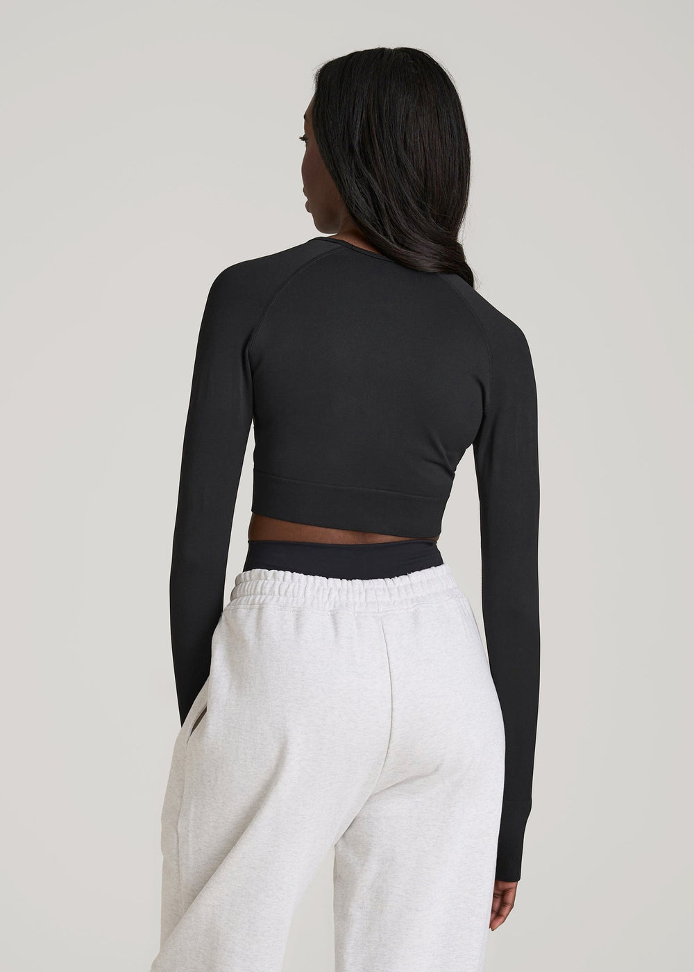 American Tall Online Shop | Compression Long Sleeve Cropped Training Top for Tall Women in Black