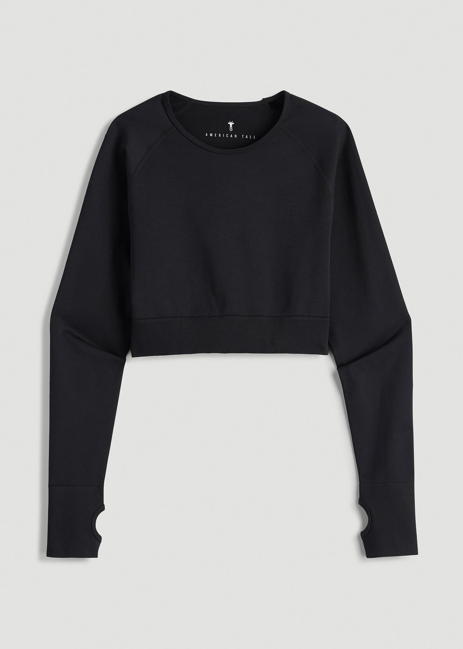 American Tall Online Shop | Compression Long Sleeve Cropped Training Top for Tall Women in Black
