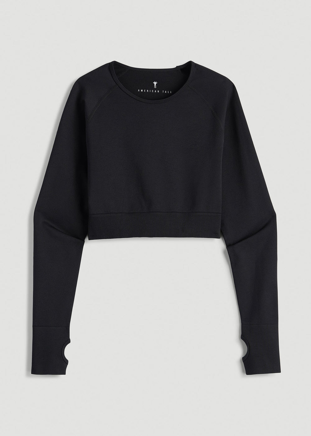 American Tall Online Shop | Compression Long Sleeve Cropped Training Top for Tall Women in Black
