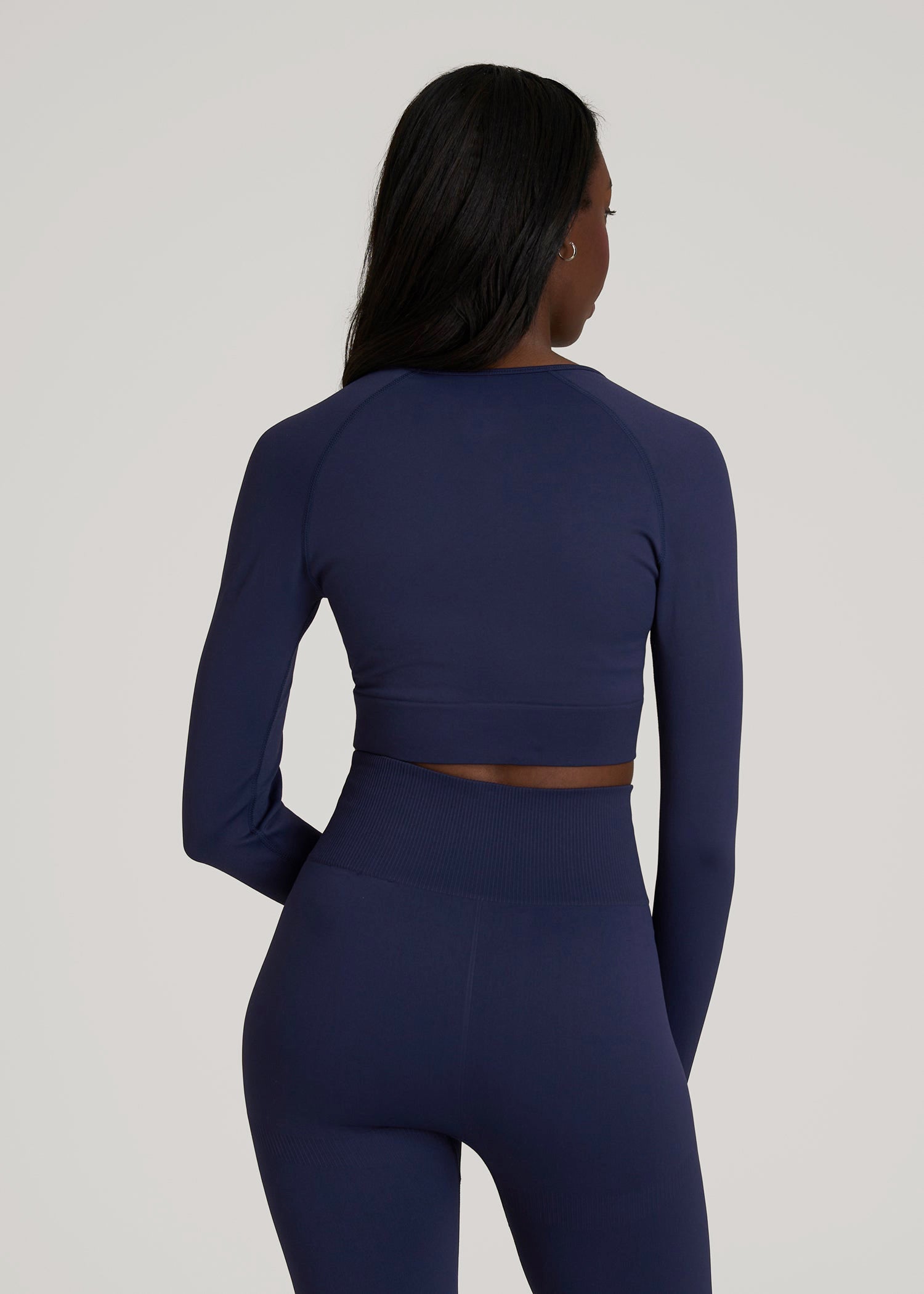 American Tall Online | Compression Long Sleeve Cropped Training Top for Tall Women in Regal Blue